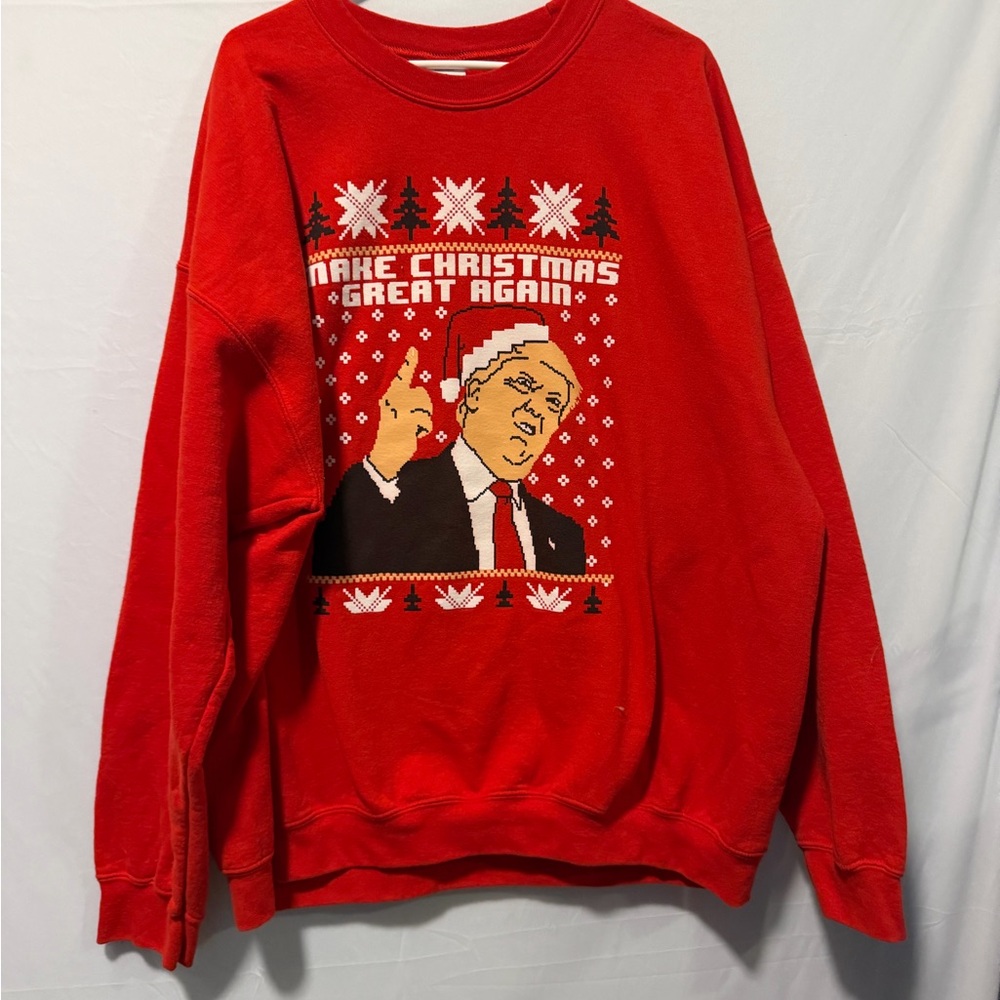 Donald Trump Ugly Christmas Sweater Adult Red Make Christmas Great Again 2XL